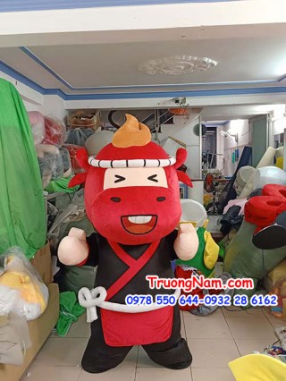 Mascot bò đỏ Nhật Bản - Hướng dẫn mặc Mascot bò đỏ Nhật Bản - MCHOI046