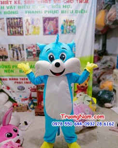 Mascot cáo xanh BAO TAY BAO CHÂN MẦU VÀNG