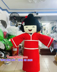 mascot cô gái Nhật Bản mặc kimono đỏ xinh đẹp - MCN064