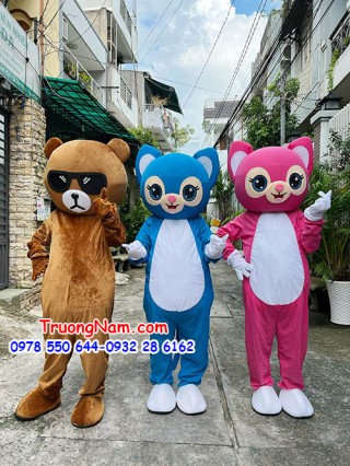 Mascot gấu lầy Tiktok - Mascot mèo xanh - Mascot mèo hồng