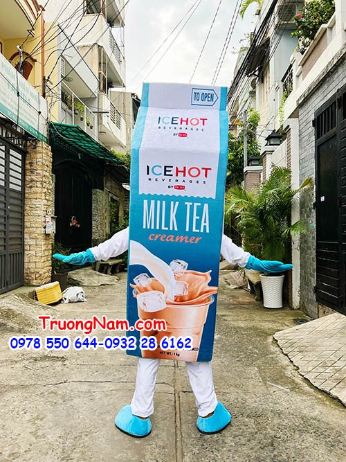 Mascot hộp bột trà sửa kem béo - MCQC166