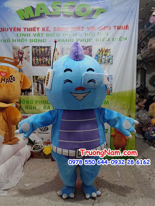 Mascot Khủng long MC màu xanh