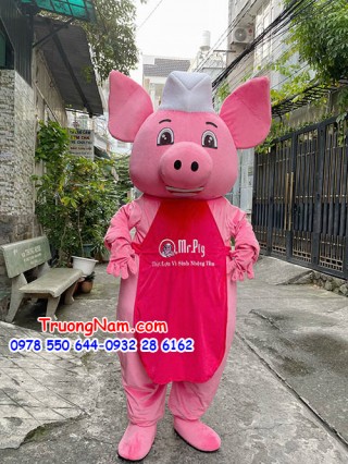 MASCOT MR PIG MÀU HỒNG ĐẦY NAM TÍNH - MCH023