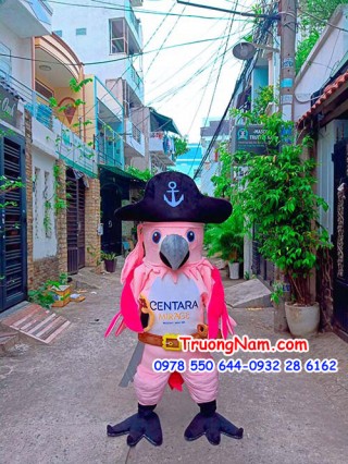 Mascot Vẹt Centara màu hồng nử tính